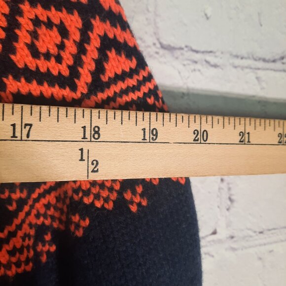 J. Crew Fair Isle Nordic Knit Sweater With Orange & Black Ruffle Sleeve - Picture 5 of 11